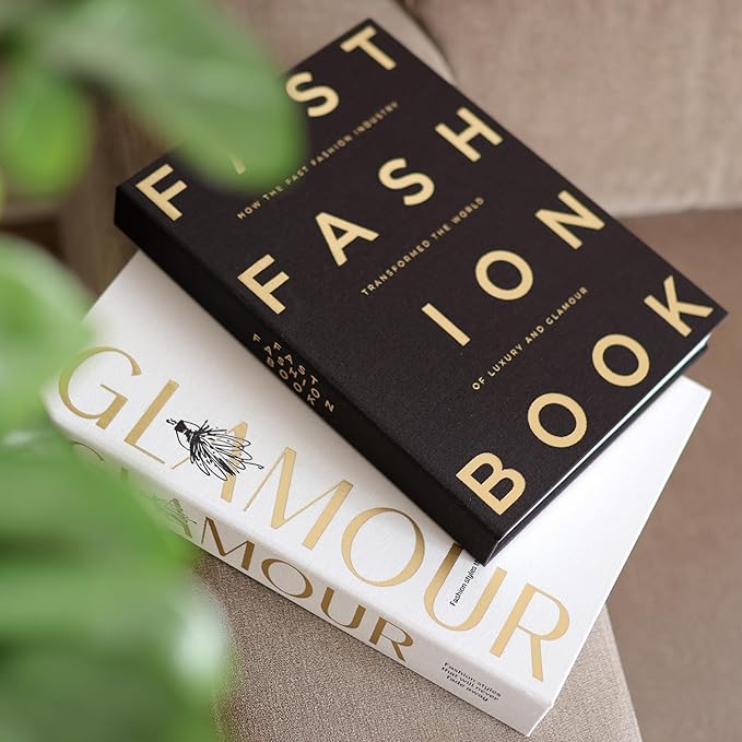 Decorative Books for Home Decor – Black & Ivory Linen Faux Books for Decoration: Aesthetic Fake Book Shelf, Living Room, Mantle, Entryway & Coffee Table Decor – Stack Faux Book Storage Box, Set of 2