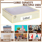 Panelee 6 Pcs 14 x 12 x 3 Inch Sweater Storage Bags Easy Gliding Zippered Sweater Package Organizer Closets Under The Bed Zippered Storage Bags with Label Pocket to Avoid Dust Dirt(Beige)