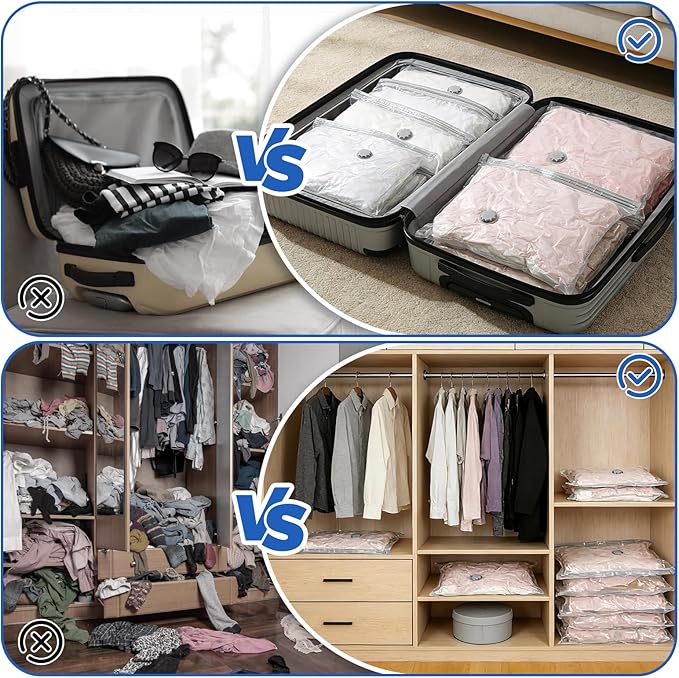 Vacuum Seal Bags For Clothing Travel With Wireless Electric Pump，15 Combo Space Saver Vacuum Storage Bags In 3 Combo Sizes，Compression Travel Packing For Luggage,Ideal For Air Planes, Apartments