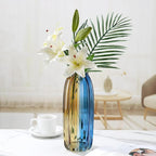 Christmas Flower Glass Vase Blue Gold Two-Toned Floreros Unique Decorative Vase 12.0" Vases Decorations for Centerpieces, Home Decor,Bouquet,Holiday Table