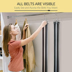 Belt Hanger, Space Saving Belt Organizer for Closet, Max 24 Storage Capacity, Rotating Belt Rack Closet Organizers and Storage for Hanging Belt, Ties, Silver