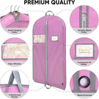 BALEINE 2PK Heavy Duty Garment Bag with Shoe Storage Travel Bag for Dresses, Suit, Coats Travel Essential (54", Pink)