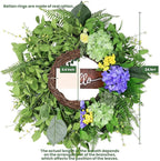 24” Spring Summer Wreaths for Front Door, Greenery Front Door Wreath with Hello Sign for Indoor Outdoor Porch Window Wall, Artificial Floral Wreath with Hydrangeas Berries for Home Decor