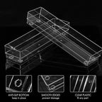 LotFancy Clear Drawer Organizers, 12” x 3” x 2”, Set of 3, Drawer Organizer Trays for Desk, Plastic Storage Bins for Bathroom, Makeup, Utensils, Stackable