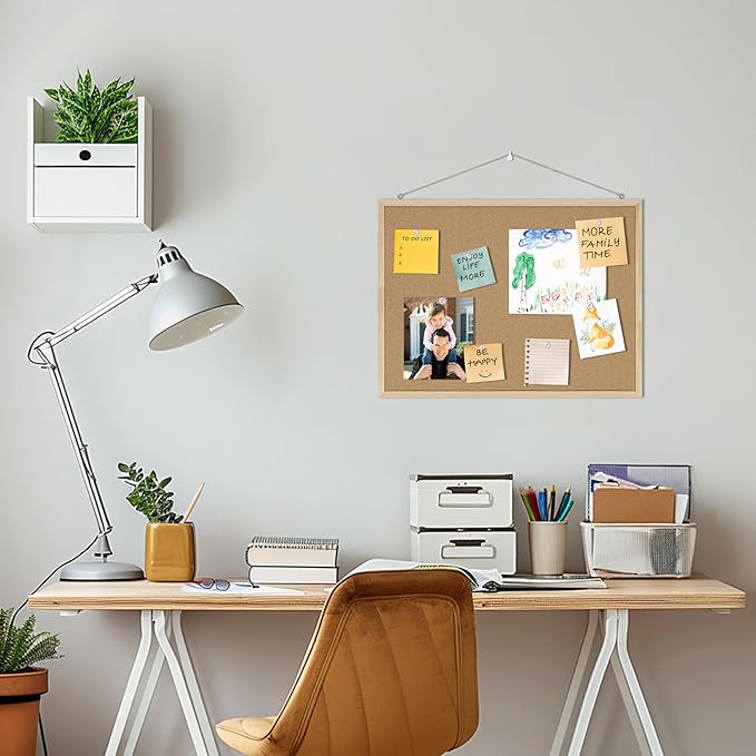 DAHAPYBOO Cork Board Bulletin Board,24x18 Cork Board for Office with Pin Oak Wood Boards,Message Board or Vision Board Decoration.