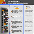 10 - Pocket Over - the - Door Hanging Shoe Organizers & Rack, Made of Sturdy 600D Oxford + Non - Woven Fabric, Space - Saving Storage for Shoes, Boots & More (Black)