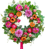 Spring Summer Wreaths for Front Door 24 Inch with Dahlia, Peony & Daisy Spring Wreaths for Front Door Outside Summer Door Wreath for Entryway, Porch & Home Décor Outdoor Summer Wreath