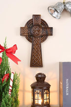 DAICAT - Hand-carved Wooden Celtics Wall Cross, 10 Inch Celtic Cross for Home Decor, Spiritual and Religious Wall Art Décor, Unique Gift for Birthday, (No 4)
