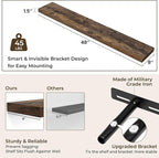 RICHFOCUS 48Inch Floating Shelves for Wall 1 Pack Shelves for Bedroom|Kitchen|Bathroom Wall Mounted Rustic Wood Floating Shelf with Invisible Brackets for Books|Storage|Decor, Rustic Brown