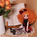 Original 1/6 Scale Anime Doll with Hand-Painted Face, Unique Cute Collectible Ball-Jointed Doll with Removable Outfit, 30cm Art Figure for Christmas & Birthday Gifts (Ruby)