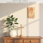 Hand-Carved Wooden Jesus Plaque – Christian Wall & Desk Decor with Stand, Natural Wood Relief Art, Catholic Religious Gift, Gift-Ready Box for Home Altar, Easter & Christmas