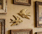 AMOIENSIS Golden Bird Wall Sculpture Art, (Set of 2) 4¾ inch Resin Bird 3D Sculpted Floating Hanging Wall Sculpture Decoration