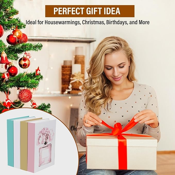 PROBENEX Blush Large | 4 PCS Faux Decorative Books for Home Decor | Not Real Books (Cardboard Boxes) | Coffee Table, Bookshelf & Shelf Styling Display Props for Living Room, Office