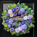 24 Inch Spring Summer Wreaths for Front Door, Luxury Hydrangea Door Wreaths for Front Door Outside All Season,Summer Door Wreath for Farmhouse French Country Home Wall Porch Decor