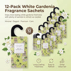 ROSE COTTAGE Large 12 Packs White Gardenia Hanging Closet Deodorizer Air Freshener Long Lasting Scented Sachets Smell Goods for House