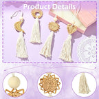 LiQunSweet Handmade Rattan Weave Cotton Rope Tassel, 4Pcs, 25x4.5cm, for Bag Charms, Keychains, Home Decor & Craft Projects