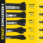 Tribe Lifting Resistance Bands for Working Out Men and Women - Set of 5 Pull Up Bands for Strength Training, Exercise Bands with Handles, Door Anchor and Bar Options for Home Gym