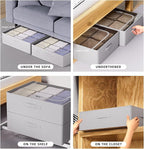 CYhom Under Bed Storage Bins Frame Storage Box Oxford Fabric Sturdy Underbed Container Foldable Stackable Large Capacity Clothes Organizer (Grey, 23.6" x 19.7" x 6.3")