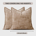 HPUK Fall Chenille Soft Throw Pillow Covers 18x18 Set of 2, Accent Cushion Covers for Living Room, Bedroom, Decorative Solid Color Pillow Covers for Couch, Sofa, Chair, Light Brown