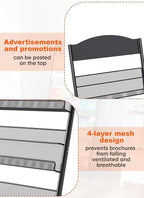Baoz Magazine Rack Floor-Standing 4-Layer, Brochure Display Stand, Detachable Magazine Display with Wheels, High-hardness Metal Magazine Holder for Exhibitions, Office, Shopping Malls