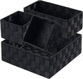 Posprica Small Black Baskets Cube Bin Container Tote,Woven Storage Baskets for Organizing Organizer Divider for Drawer, Closet, Shelf, Dresser, Set of 4