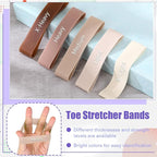 Set of 5 Toe Stretcher Band Separator Spacer Bunion Correction Hallux Valgus Alignment Foot Stretcher Straightener Resistance Loop Yoga Exercise Foot Care with Carry Bag(Coffee)