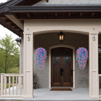 Artificial Flowers for Outdoors Home Decor, 2 Packs Faux Daisy Silk Flower Realistic Fake Plants for Front Porch Courtyard Outside Hanging Floral Spring Summer Fake Planter Decoration (Purple Blue)