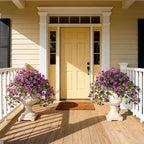 Homsunny Artificial Fake Flowers Outdoor, 2PCS Long 29.5 in Faux Petunias Silk Flower UV Resistant No Fade for Home Outside Garden Balcony Yard Porch Realistic Spring and Summer Decor（Light Purple）