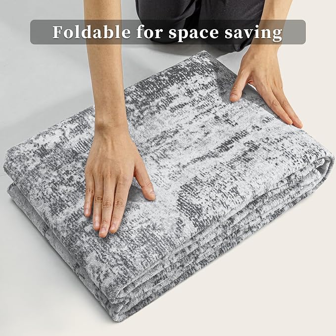 Ciicool Abstract Area Rug Indoor, 3x5 Washable Entryway Rug, Modern Soft Throw Rug with Non-Slip Backing Ideal for Bedroom Living Room Entrance Kitchen, Non-Shedding Low-Pile Floor Carpet Doormat Gray
