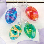 Lillian Vernon Stained Glass Egg Blown Glass Easter Ornaments - Handcrafted Hanging Tree Decorations, Stained Glass Easter Egg Holiday & Party Decor, 2 in, Assorted, 12-Piece Set