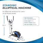 Stamina Elliptical Training Machine with Smart Workout App - Compact Standing Elliptical Machine for Home Workout - Up to 250 lbs Weight Capacity