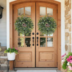 24" Eucalyptus Wreath with Hello Sign for Front Door, All Seasons Greenery Wreath, Artificial Eucalyptus Wreath for Farmhouse Porch, Window, Wall, Year Round Spring Summer Outdoor & Indoor Home Decor