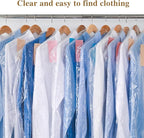 30 Pack Clear Clothes Covers 60x90 cm Plastic Garment Bags for Hanging Clothes Dry Cleaner Bags Hanging Dust-proof Garment Bags for Dry Cleaner, Home Storage, Travel