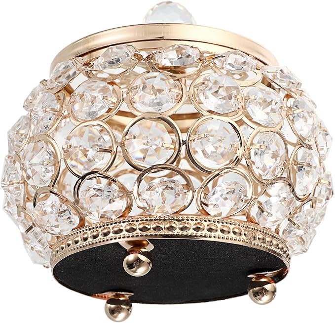 Hipiwe Crystal Jewelry Box with Glass Lid Small Trinket Organizer Mirrored Treasure Box Ring Holder Earrings Necklace Storage Box Keepsake Gift Box for Home Dresser Decor, Gold