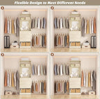 Unikito 8FT Closet System, Customizable 96 Inch Closet Organization Kit with 25” Tower and 3 Extendable Hanging Rod(Can Be Cut to Fit), Heavy Duty Clothing Racks with 4 Drawers and Shelves, White Oak