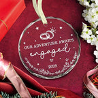 BSQUIELE Engagement Gifts For Couple 2025 - Gifts for Newly Engaged Couple - Wedding Ornament Gift For Bride to be, Groom, Mr, Mrs, Him, Her - Engagement Glass Ornament 2025