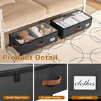 Under Bed Storage Containers with Wheels 9.5 inches Higher Under Bed Storage XXXL Underbed Shoes Blankets Clothes Storage Organizer 2 Pack Under the Bed Storage for College Dorms Bedroom Nursery Rooms