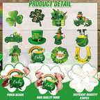 Sintuff 36 Pieces St. Patricks Day Decorations Wooden Shamrock Ornaments for Tree St Patricks Day Ornaments Irish Hanging Decorations for Party