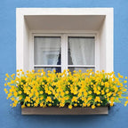 TURNMEON 12 Bundles Artificial Flowers for Outdoors Spring Decor, Realistic UV Resistant Fake Plants Faux Plastic Flowers for Outside Planter Home Gardens Porch Yards Cemetery Summer Decor(Yellow)