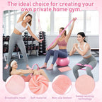 11 Pcs Pink Yoga Accessories Set for Women, Home Pilates Essential Kit for Workout Gym Lover Gifts with Yoga Mat Magic Circle Tote Bag 3 Resistance Bands Strap Socks Towel Ball TPE Loop