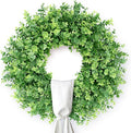 26" Artificial Eucalyptus Wreath with Sash for Front Door, Porch, Window - Large Faux Eucalyptus Leaves Greenery Outdoor Wreath for Home, Farmhouse Decor - Spring, Summer, All Seasons (Green)