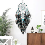 Large Dream Catchers, Boho Handmade Woven Black Dream Catchers Wall Hanging for Bedroom Living Room Dorm Room Decor, Adults Wedding Party Decor, Festival Blessing Gift (Turquoise & Black)