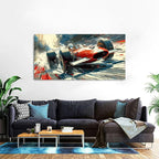 Vintage Formula Race Car Wall Art Abstract Racing Car Canvas Painting Retro Speed Posters for Boys Bedroom Man Cave Garage Office Living Room Home Decoration Open Wheel Motorsport Artwork 29.53x57.87"