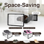 Reli. Shoe Boxes (7 Pack) | Clear Shoe Storage Boxes Stackable and Compact | Lightweight Plastic Storage Box with Ventilation Holes, Swing Door | Interlocking Containers, Stackable Rack | Black
