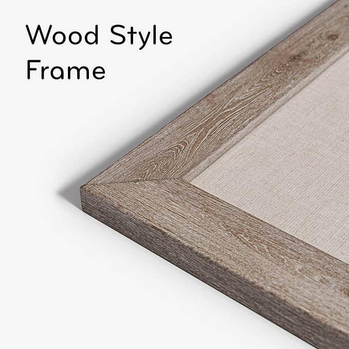 U Brands Linen Bulletin Board, 36" x 24", Rustic Wood Style Frame, Industrial Grade Pinning Surface