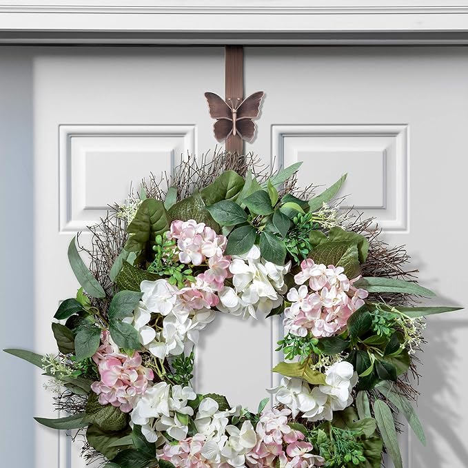 Haute Decor Adapt Adjustable Length Door Wreath Hanger with Interchangeable Icons (Oil-Rubbed Bronze-Reindeer/Pumpkin/Butterfly/Fleur de lis) - 4 Wreath Hangers in 1