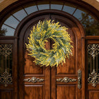26'' Large Lavender & Eucalyptus Wreath for Front Door Window - Artificial Eucalyptus Leaves Greenery Outdoor Wreath for Wedding Farmhouse Porch Wall Room Home Decor (Yellow)