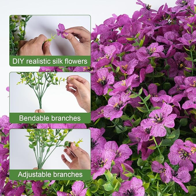 24 Bundles Artificial Flowers for Outdoor Realistic Faux Flower Spring Summer Garden Home Decoration, Hanging Daisy with Eucalyptus Leaves Fake Plants Greenery Balcony Porch Patio Front Door Decor