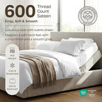 California Design Den Split King Sheet Set - 100% Cotton, 600 Thread Count, Breathable Luxury King Size Sheets for Adjustable Bed, Luxury Soft Hotel-Quality Sheets with Sateen Weave - Pastel Blue