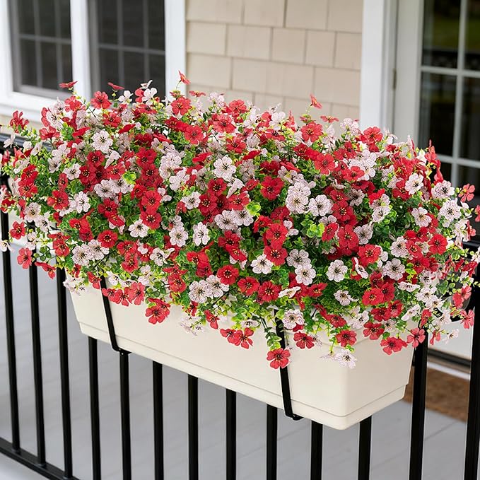 Artificial Fake Flowers Plants for Outdoor Spring Summer Decor, 12 Bundles Faux Silk Flowers for Outdoor Outside Planter Colorful Daisy UV Resistant Look Real for Front Door Porch Patio Yard